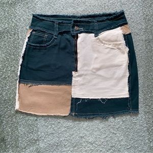 Color Blocking - Patchwork Skirt (Green)